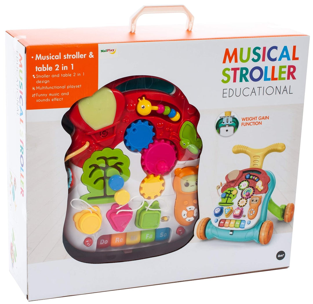 MalPlay Laufwagen Bunt mit Spieltisch und Baby Piano Lauflernwagen Lauflernhilfe Gehhilfe Musik für