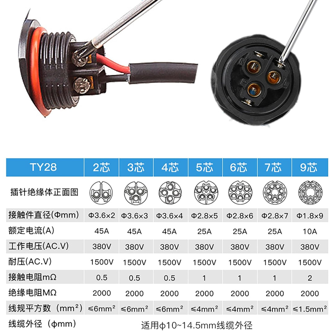 HangTon TY28 7 Pin 25A männlich weiblich Luftfahrt wasserdichten Stecker Kabel Stecker Buchse Schrau