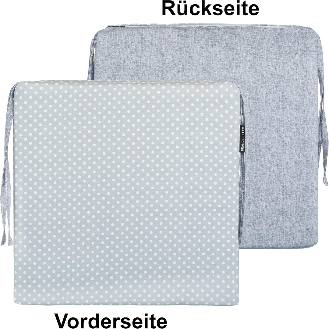 Brandsseller Sitzkissen Punkte ca. 40x40 cm mit Klettverschluss Stuhlauflage Sitzauflage 4 Kordelbän
