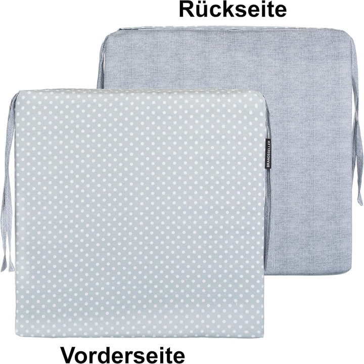 Brandsseller Sitzkissen Punkte ca. 40x40 cm mit Klettverschluss Stuhlauflage Sitzauflage 4 Kordelbän