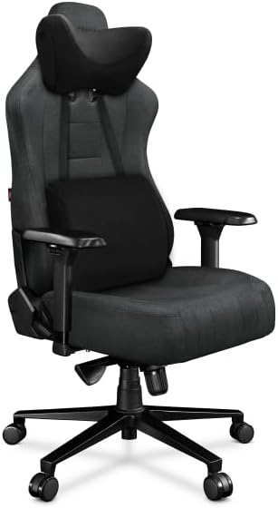 YUMISU 2049 Bürostuhl Gaming Stuhl Grau/Schwarz - Gamingstuhl mit Memory Foam Kissen in Velours - Ga