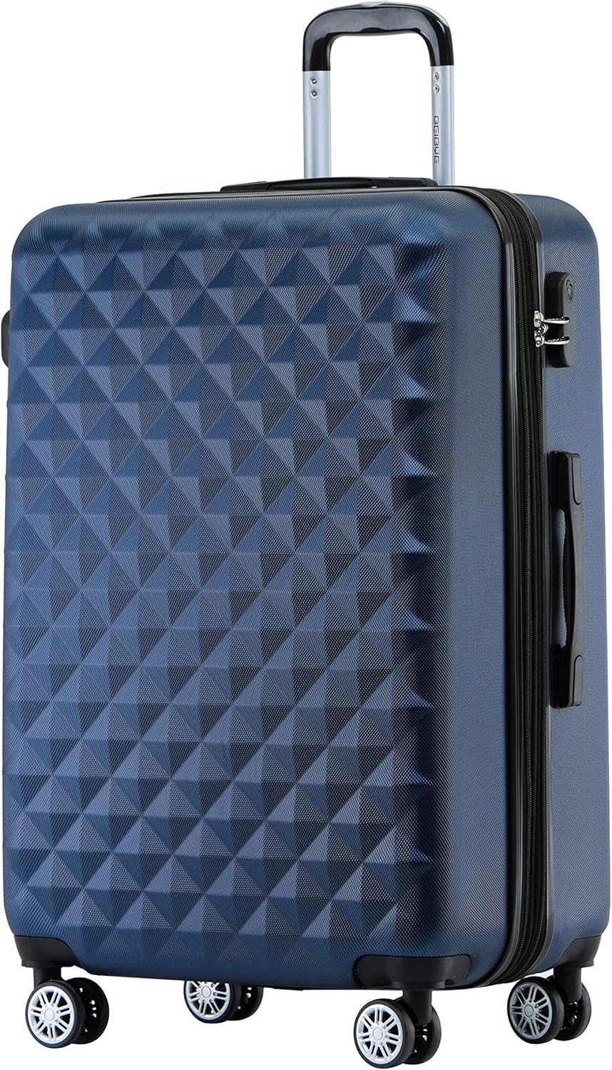 BEIBYE Zwillingsrollen 2066 Hartschale Trolley Koffer Reisekoffer Gepäck M-L-XL-Set (Dunkelblau, XL)