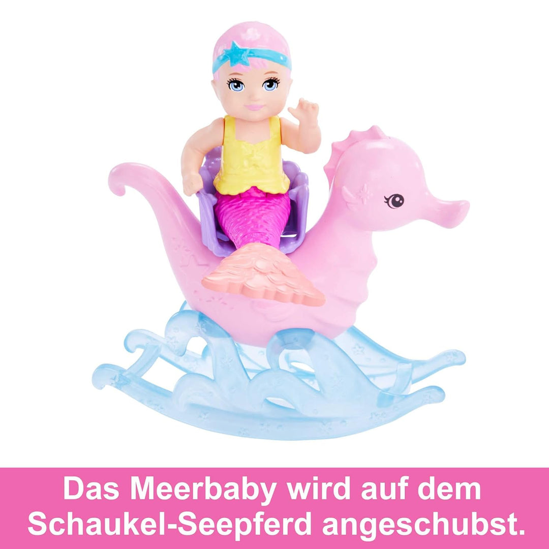 Barbie Dreamtopia, Barbie Meerjungfrau mit lila Haaren und rosa Schwanz, Baby Meerjungfrau Puppe, Ba