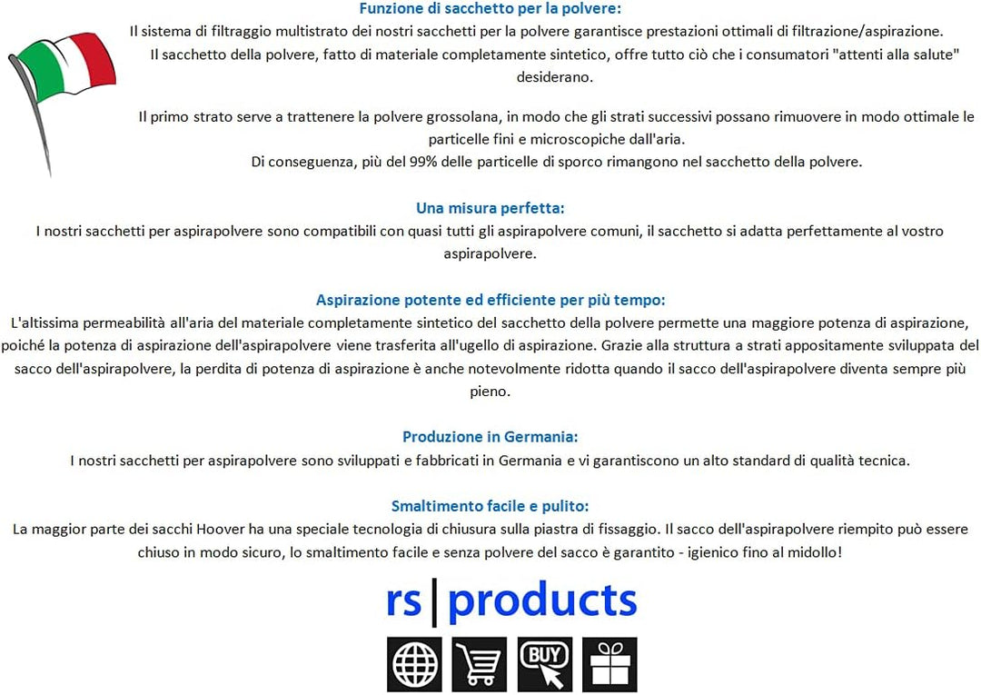 rs-products I 30x Staubsaugerbeutel kompatibel zu Swirl Y30 / Y 30, passend für MOULINEX, ROWENTA Co