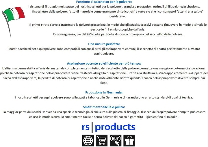rs-products I 30x Staubsaugerbeutel kompatibel zu Swirl Y30 / Y 30, passend für MOULINEX, ROWENTA Co