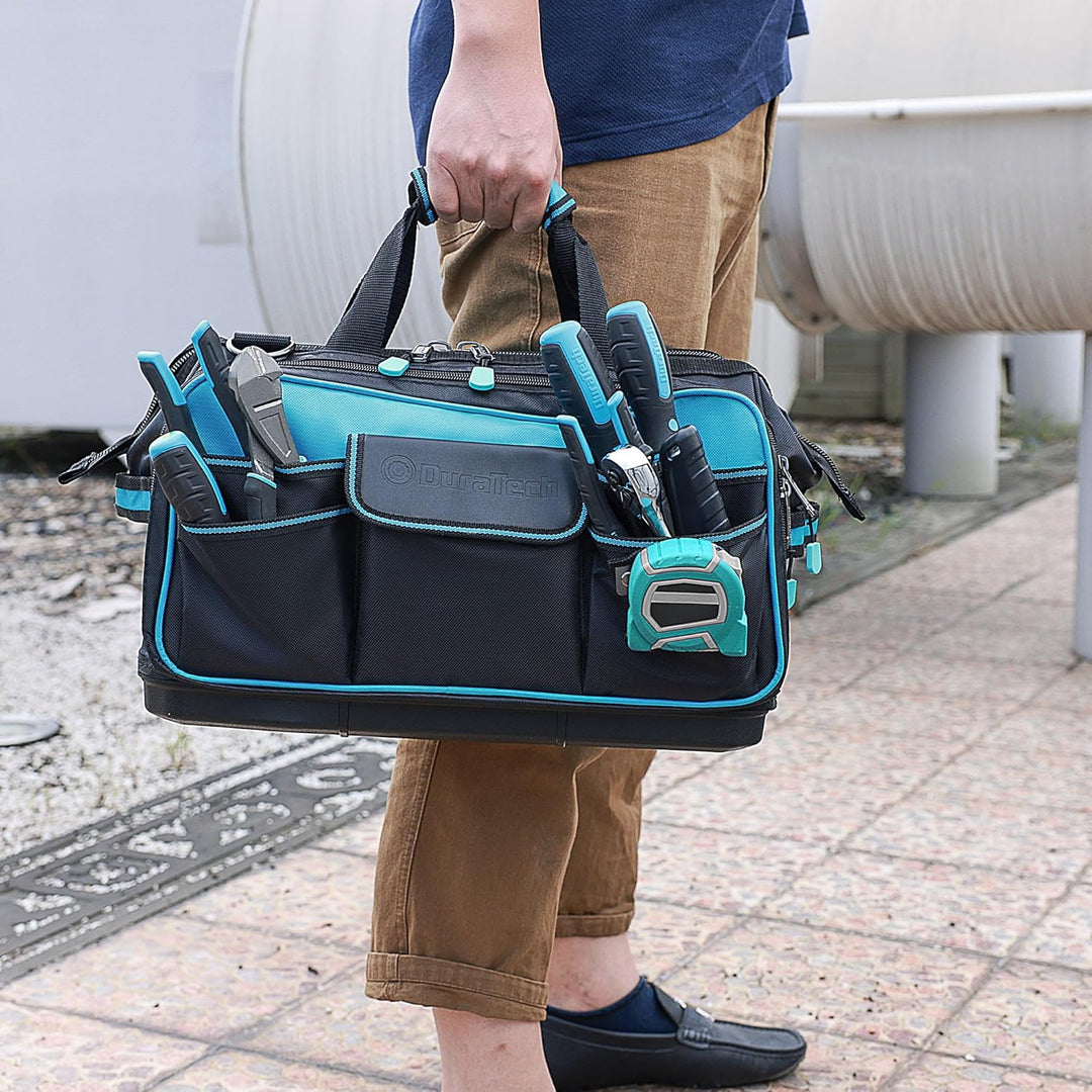 DURATECH Werkzeugtasche Elektriker Wasserdicht 43CM, Profi Werkzeugtasche mit breiter Öffnung & hohe