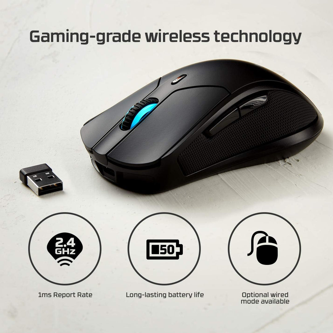 HyperX Pulsefire Dart – Kabellose RGB Gaming Maus, Softwaregesteuerte Anpassung, 6 Programmierbare K