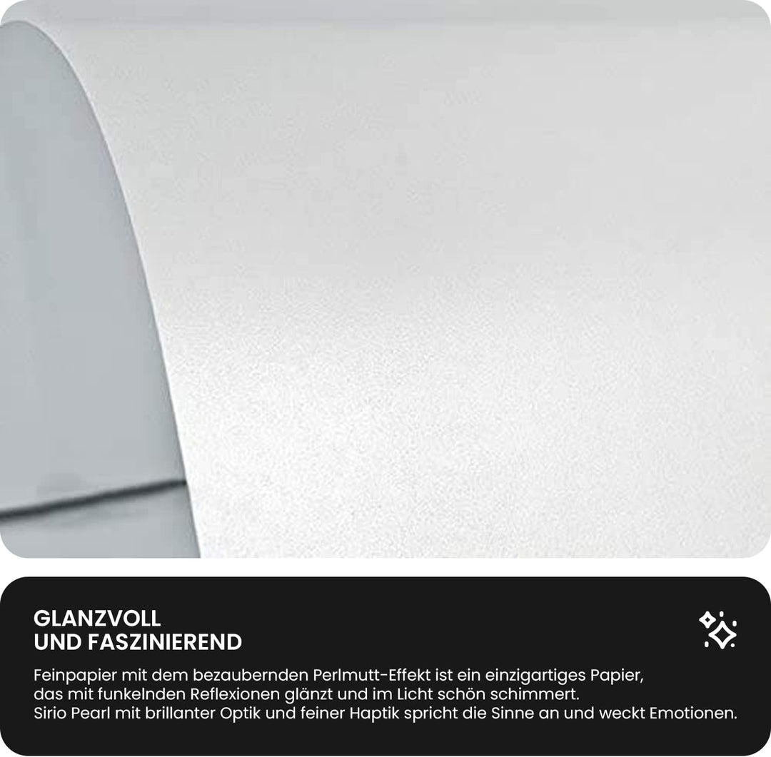 Netuno 10x Feinkarton Perlmutt-Weiss DIN A4 210x 297 mm 300g Sirio Pearl Ice White Perlmutt-Karton P
