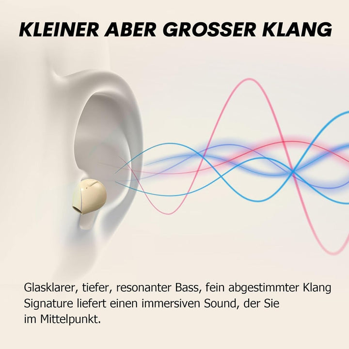 Bluetooth Kopfhörer Kabellos Unsichtbare Kopfhörer Wireless Mini in-Ear Ohrhörer Wasserdicht Leichte