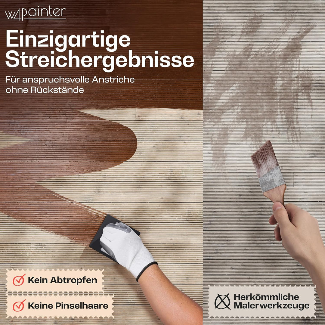 W4 Flächenstreicher für Holz - 3er Streichset Holz - ideale Pinsel Alternative - Streichwerkzeug für