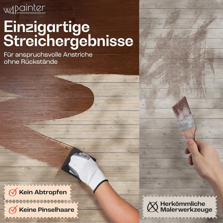 W4 Flächenstreicher für Holz - 3er Streichset Holz - ideale Pinsel Alternative - Streichwerkzeug für