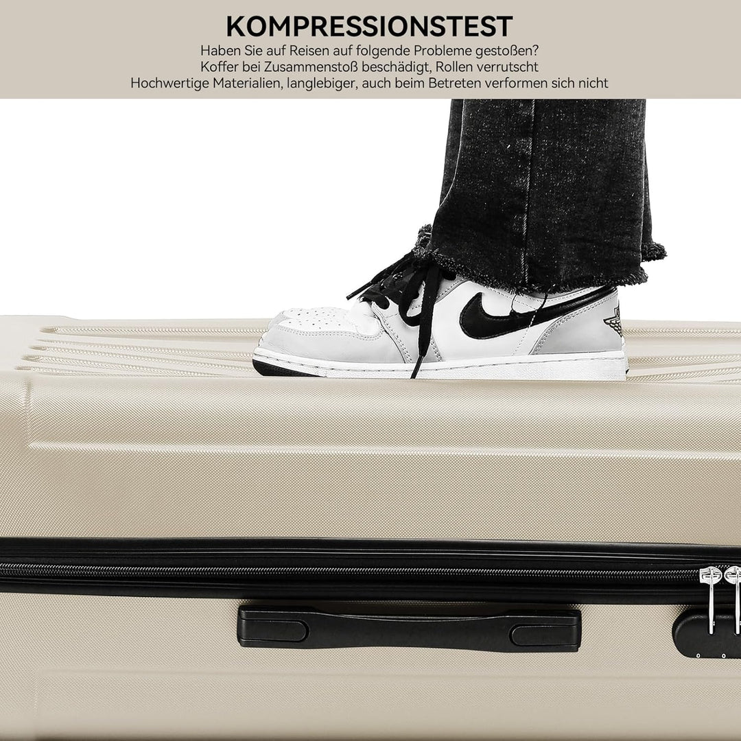 BEIBYE- Hartschalenkoffer Koffer Trolley Rollkoffer Reisekoffer Zahlenschloss 4 Zwilings-Rollen (Cre