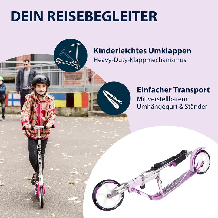 HUDORA BigWheel Scooter 205 - Stabiler Aluminium-Roller - Höhenverstellbarer & zusammenklappbarer Ci