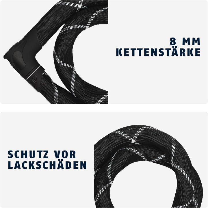 ABUS Kettenschloss Iven Chain 8210 – Fahrradschloss aus gehärtetem Stahl – mit Kunstfaserummantelung
