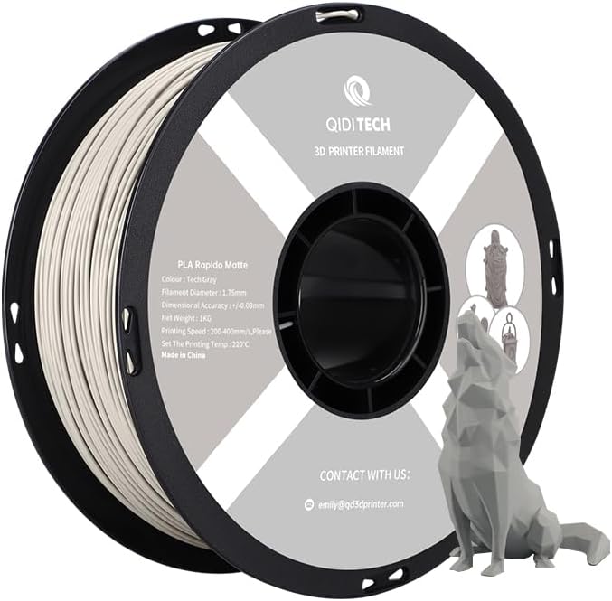 QIDI TECH Matte PLA Rapido Filament 1.75mm, PLA Matte 3D Drucker Filament 1kg Spule (2.2lbs), Geeign