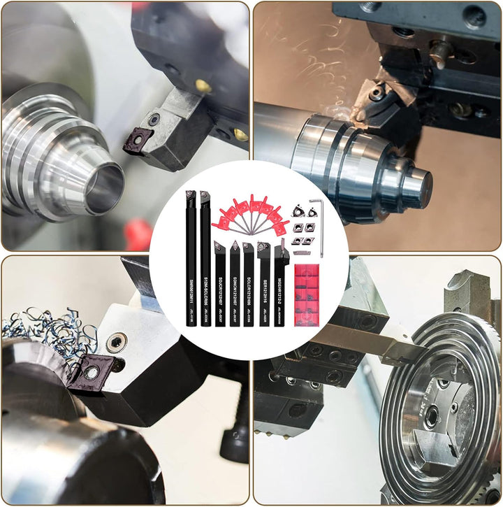 21Stk. Schaftdrehmaschine-Bohrstange 10mm Drehmeissel mit Hartmetall-Einsätzen und Schraubenschlüsse