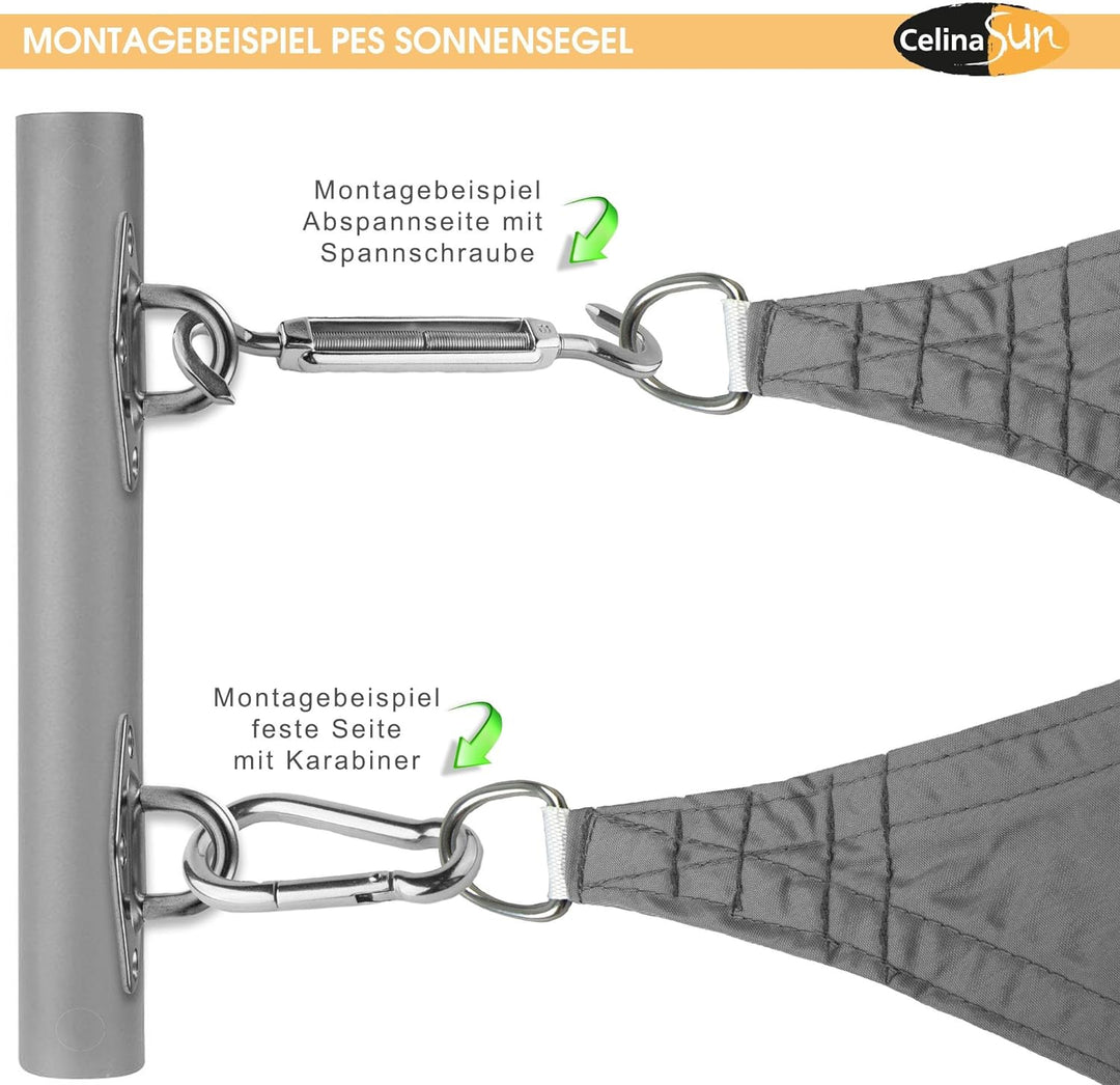 CelinaSun Sonnensegel inkl Befestigungsseile Premium PES Polyester wasserabweisend imprägniert Recht