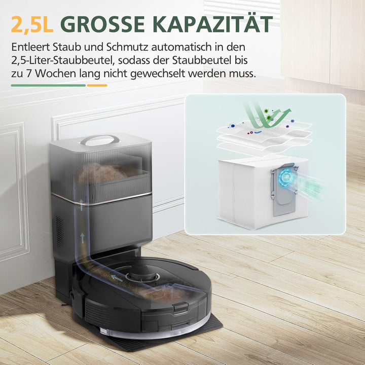 17 Stück Zubehör für Roborock Q5 Pro+ /Q5 Pro/ Q8 Max+ /Q8 Max Staubsauger, 2 Hauptbürsten, 2 HEPA-F