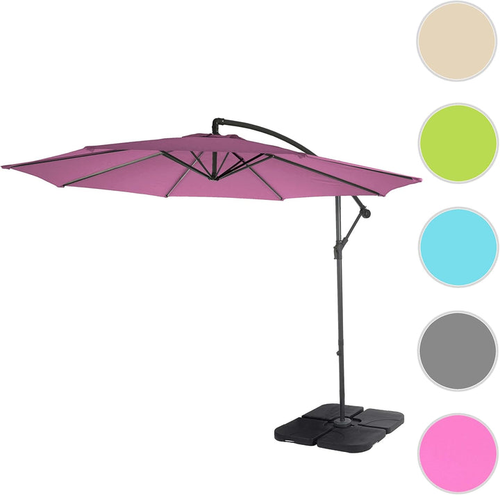 Mendler Ampelschirm Acerra, Sonnenschirm Sonnenschutz, Ø 3m neigbar, Polyester/Stahl 11kg mit Stände