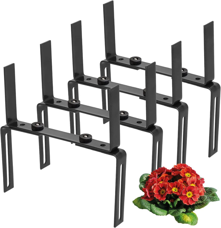 com-four® 4X Blumenkastenhalter für Balkon-Brüstungen und Geländer - Flexible Befestigung aus Metall