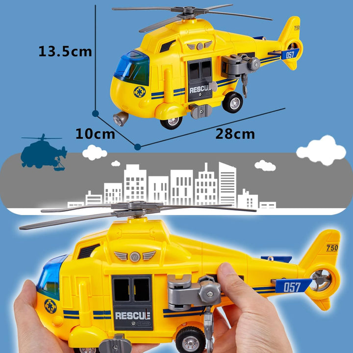 HERSITY Hubschrauber Kinder mit Drehpropeller, Flugzeug Spielzeug Gross Licht und Sound Helikopter K