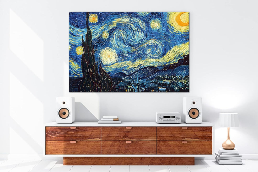 deyoli Sternenklarer Himmel Van Gogh Format: 120x80 als Leinwandbild, Motiv fertig gerahmt auf Echth