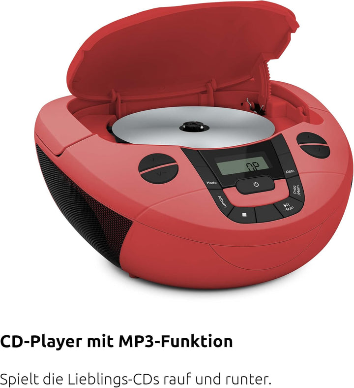 TechniSat Viola CD-1 - tragbarer Stereo CD-Player, Boombox mit praktischem Tragegriff (CD-Radio für