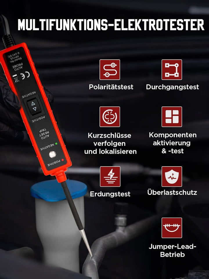 KAISAL Stromprüfer 6-24V DC Power Circuit Probe Auto Tester Polaritätstester prüflampe kfz mit 13 ft