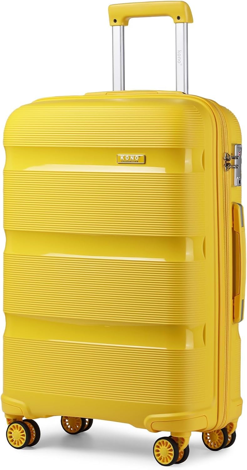 KONO Koffer Trolleys Reisekoffer mit TSA Schloss M (55cm Handgepäck) Gelb, M (55cm Handgepäck) Gelb