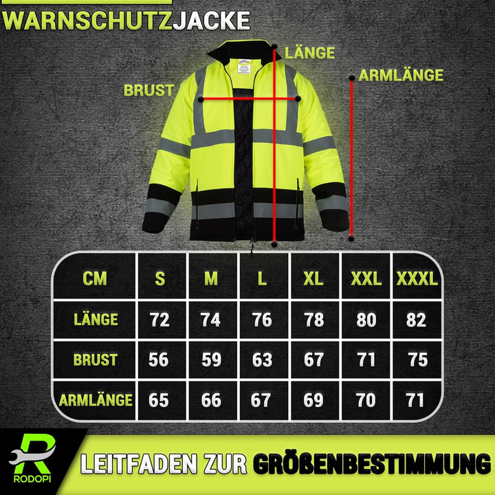 RODOPI FREEZ-Reflex Winter Arbeitsjacke Herren und Damen Gr.S-XXXL Reflektierende Jacke wasserdicht