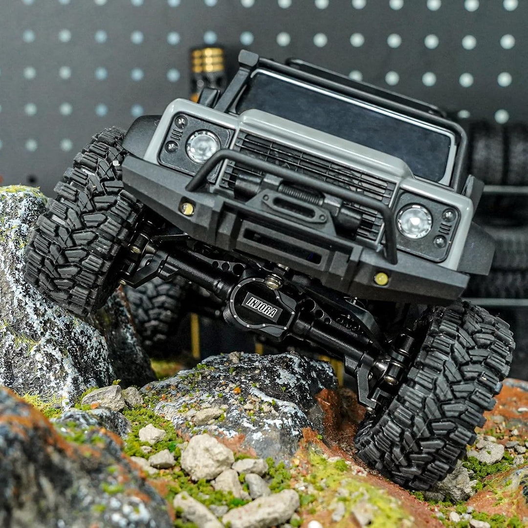 INJORA Vorder Hinter Achsen Set - +4mm Verlängerte Alu Komplett Achsen für TRX4M Upgrade 1/18 RC Cra