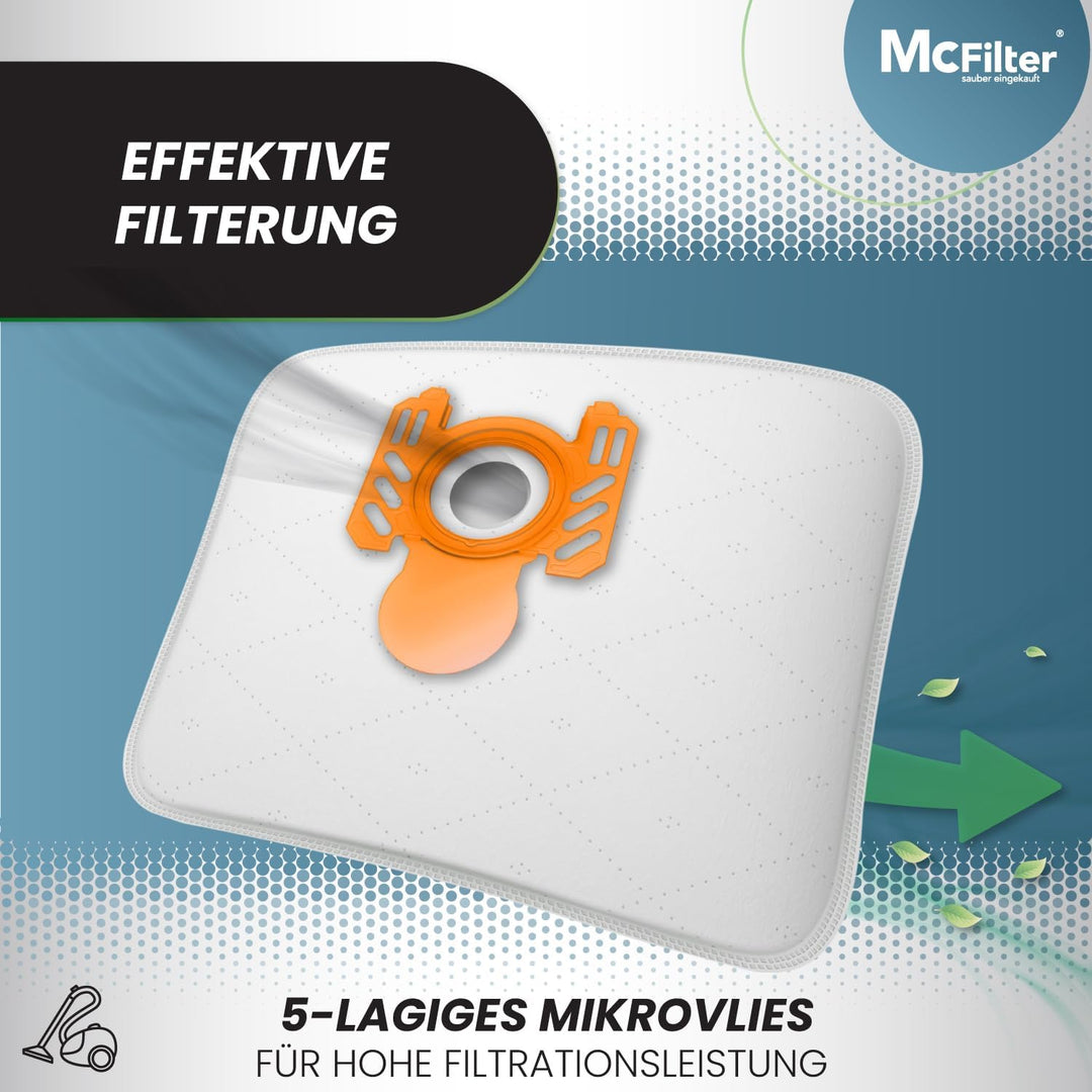 McFilter | 20 Staubsaugerbeutel geeignet für Swirl A07 | für AEG, Electrolux | A 07 | 5-lagiger Stau