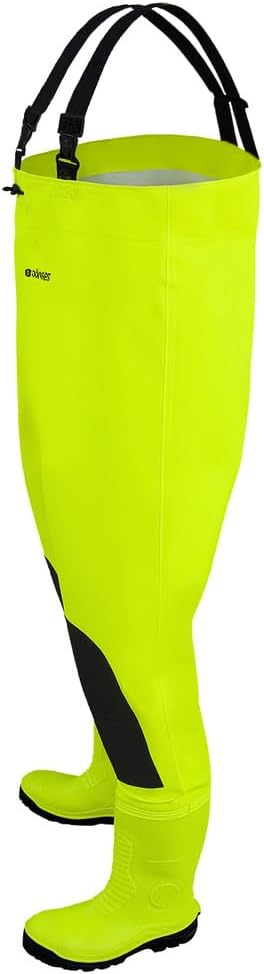 Dönges Wathose Hi-Vis mit S5 Sicherheitsstiefel, Grösse 44 (Sicherheitsstiefel Hochwasser Dönges-Wat