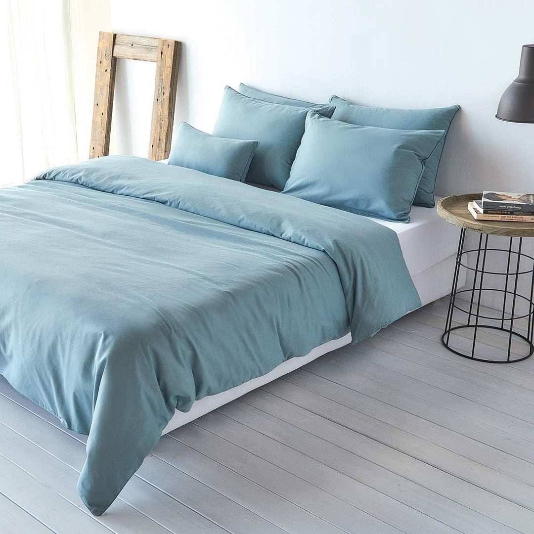 Traumschlaf Uni Baumwolle-Leinen Bettwäsche Rose, 1 Bettbezug 200 x 200 cm + 2 Kissenbezüge 80 x 80