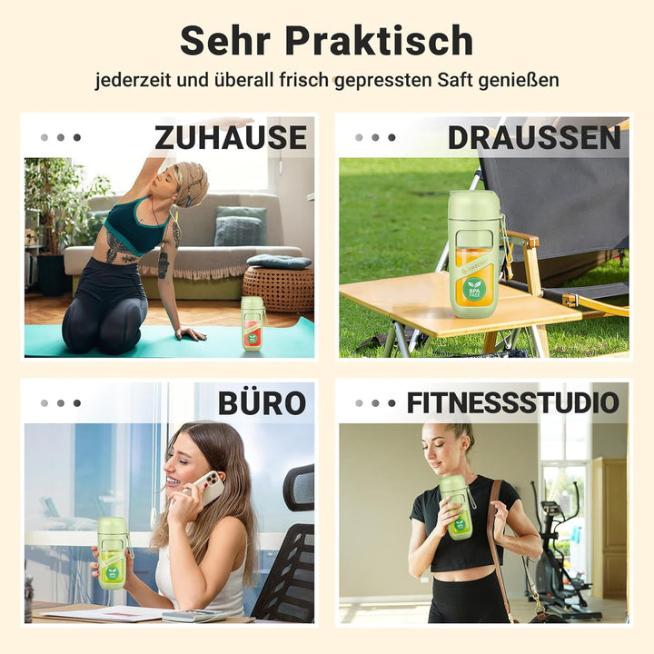 AMZCHEF Vakuum Smoothie Maker, Tragbarer Mixer für Milchshake, Saft, Smoothie - 380ml Vakuum Antioxi