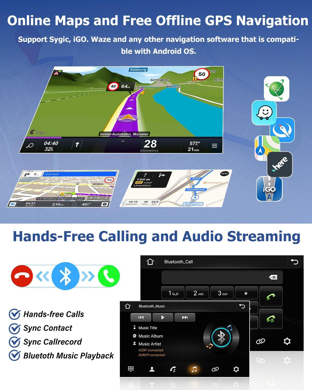 Hikity Android 13 Autoradio mit Navi für FIAT 500(2007-2015), 7 Zoll Touchscreen Auto Radio Bluetoot