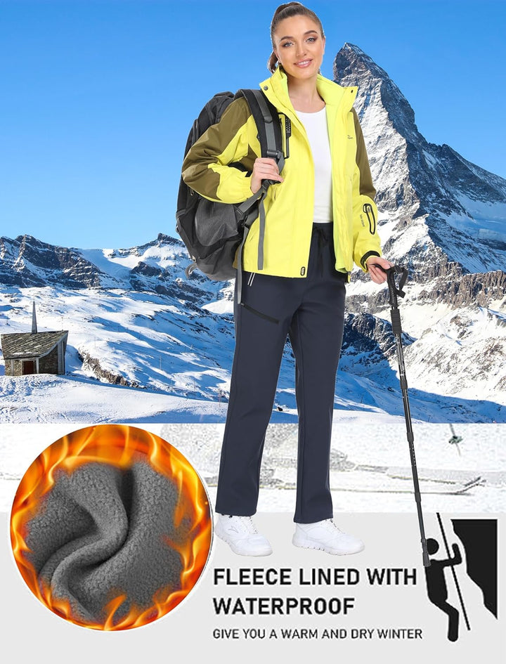 MoFiz Damen-Wanderhose, isoliert, Outdoor, Schnee, Skihose, warm, Winter, Softshell-Hose mit Reissve