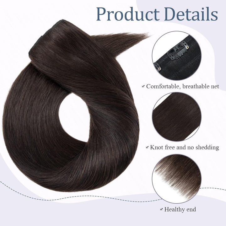 Silk-co Clip in Extension Echthaar Haarteile Echthaar 1Pc 5Clips Haarverlängerung 7A Human Hair Weic