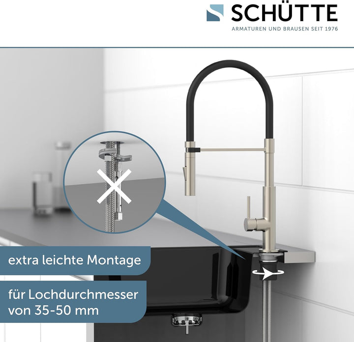 Schütte 23138 Design Spültischarmatur mit auswechselbaren Soft Touch Schlauch, 360 Grad schwenkbarer