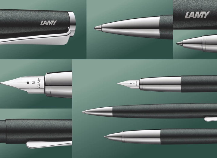 Lamy studio Füllhalter 069 - Füller aus Edelstahl in schwarz-grünem Lack-Finish mit einem polierten