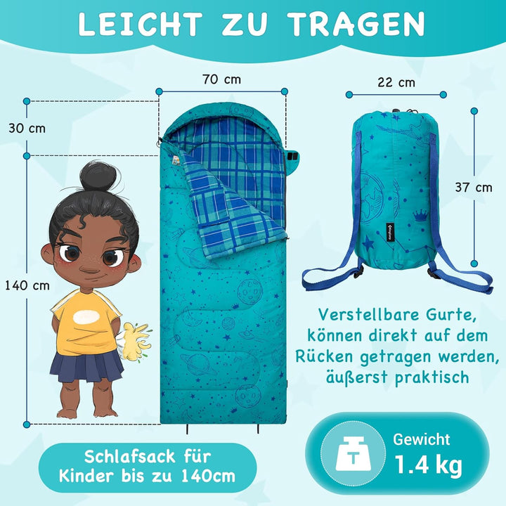 KingCamp Kinderschlafsack Schlafsack Winter Warmer Deckenschlafsack 3-4 Jahreszeiten für Kinder beim