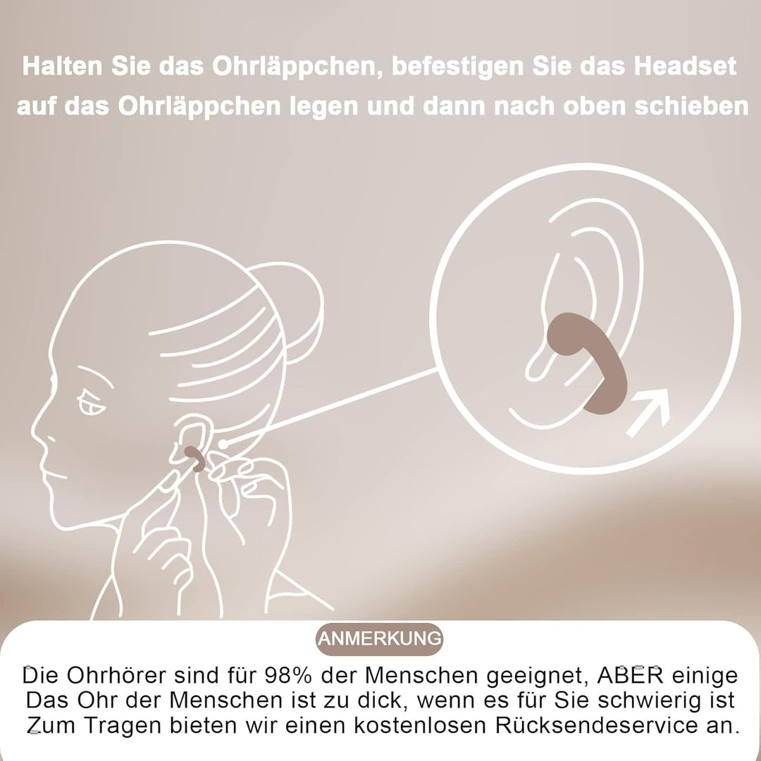 Open Ear Kopfhörer Bluetooth kabellos drahtloses Ohrclip-Bluetooth-Headset Ear Clip Luftleitung Knoc