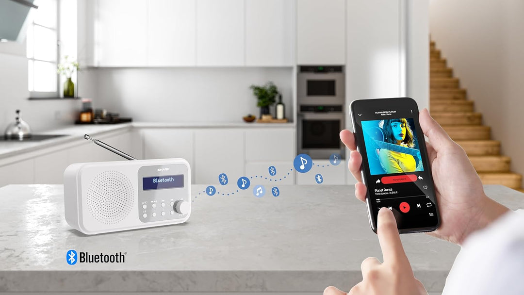 SHARP DR-P420 Portables Digitalradio (DAB/DAB+/FM mit RDS, USB, Bluetooth 5.0, 3,5mm Klinke Wecker-F