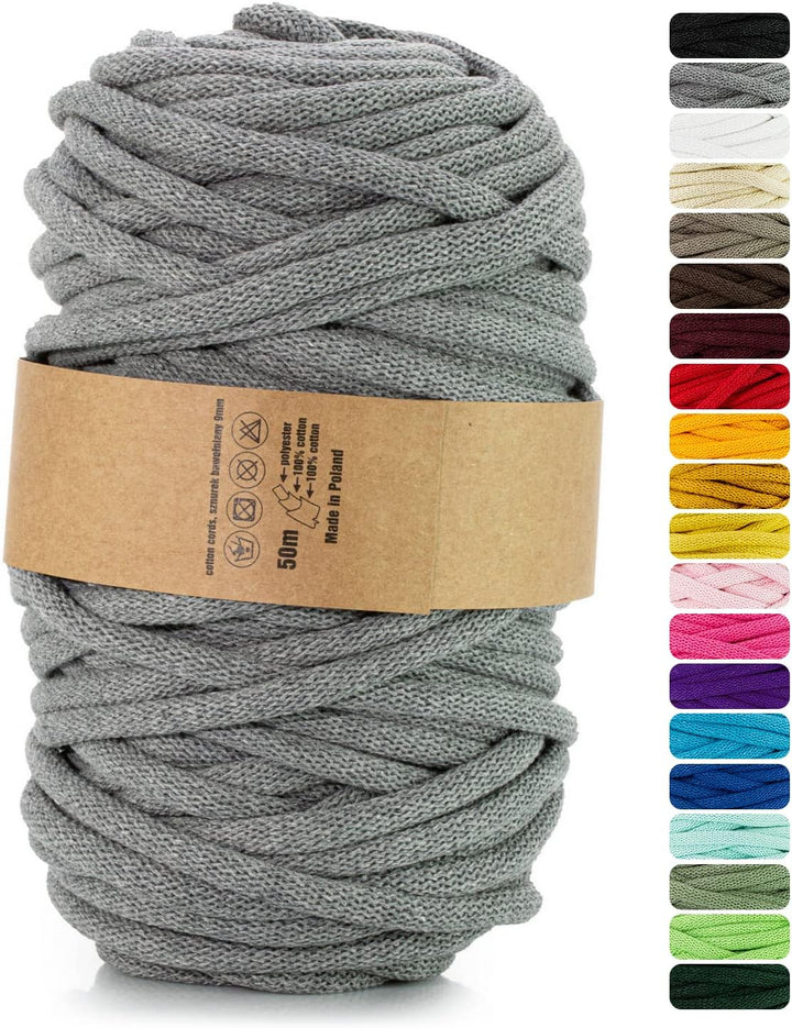 Netuno 1x Makramee-Garn Dunkelgrau 9 mm 50 m Baumwollkordel mit Polyesterkern Kordel aus Baumwolle N