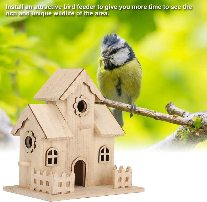 ANCLLO Handgefertigtes Vogelhaus, Vogelfreundlich, Heimdekoration - Handarbeit aus Natur-Holz für Ga