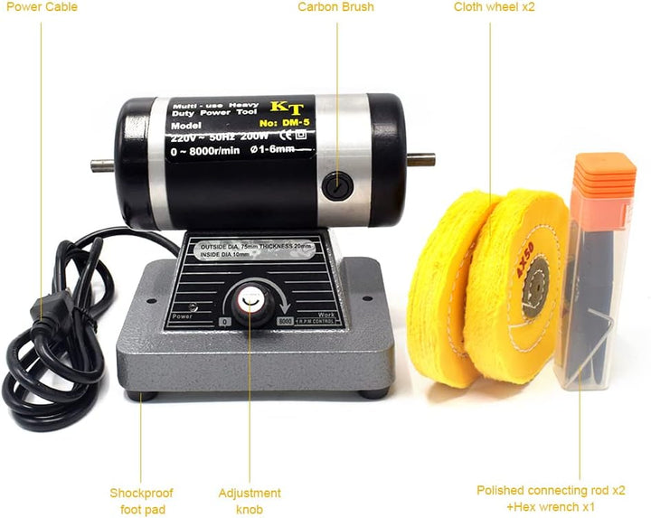ToAuto Elektrische Poliermaschine für Bankpoliermaschine, 220 V, doppelte konische Spindeln, 8000 U/