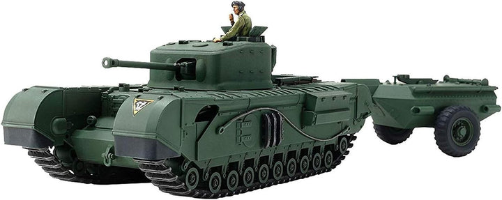 Tamiya 32594 - 1:48 Britischer Panzer Churchill Mk.VII Crocodile, Modellbau, Plastik Bausatz, Bastel