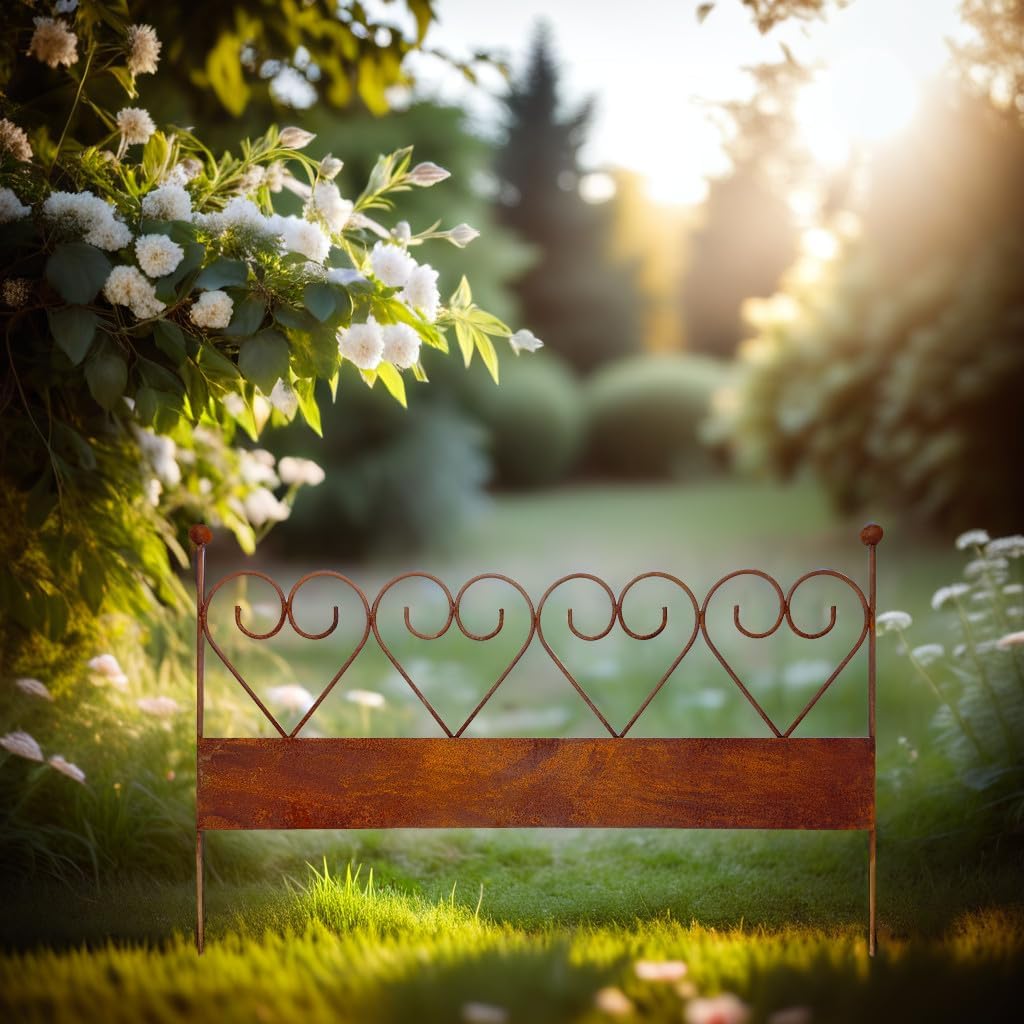 ecosoul Zaun Zaunelement Abgrenzung massiv mit Rasenkante Beetabgrenzung Rankhilfe 80 cm breit x 50