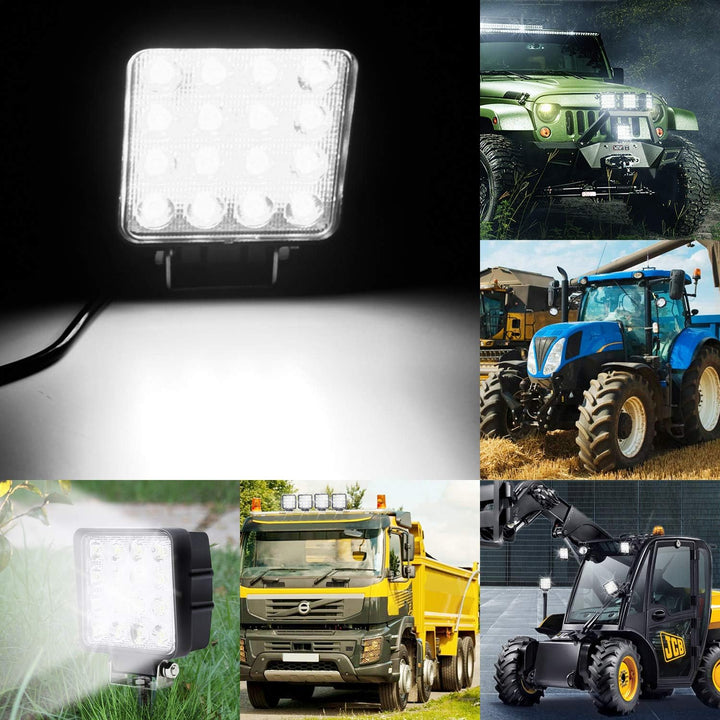Tubiaz 4 X 48W LED Arbeitsscheinwerfer 12V, LED Scheinwerfer Zusatzscheinwerfer Flutlicht Wasserdich