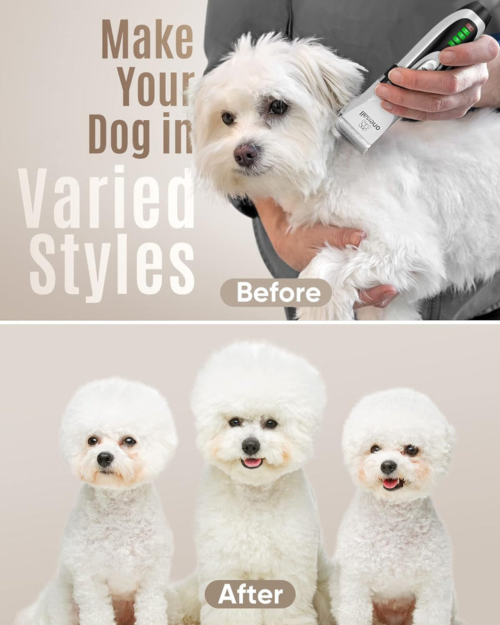 oneisall Dog Clippers Low Noise, 2-Speed Quiet Dog Grooming Kit Rechargeable Cordless Pet Hair Clipp